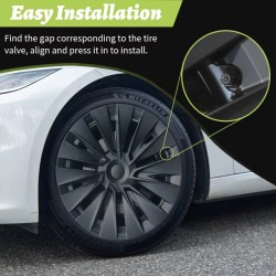 Pyöränkapselit 4 kpl 19-tuumaiset syklonityyliset mattamustat Tesla Model Y