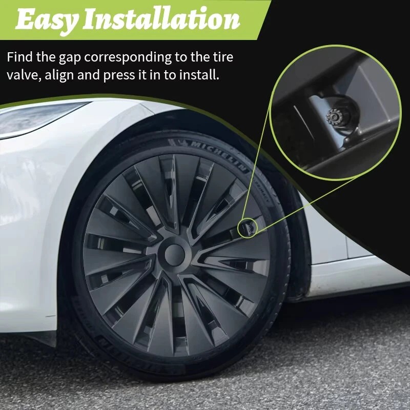 Pyöränkapselit 4 kpl 19-tuumaiset syklonityyliset mattamustat Tesla Model Y