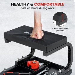 Vahvarakenteinen auton huoltojakkara mekaanikolle työkalulokerolla 120 kg kantavuus