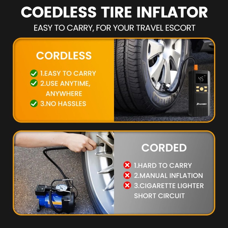 POPDEER PD-AP1 langaton kannettava rengaspumppu autolle 5000mAh 150PSI älykäs digitaalinen