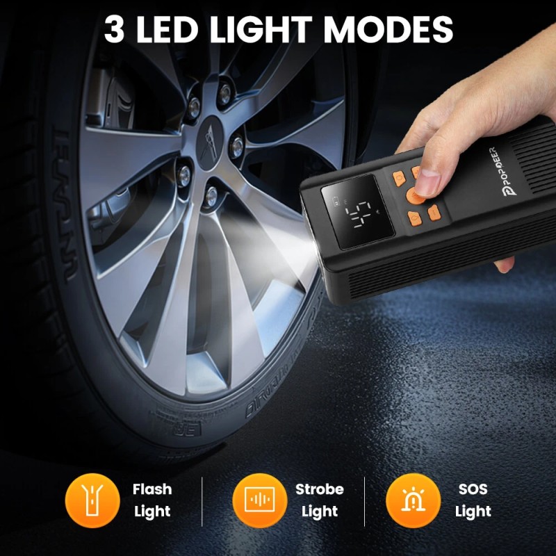 POPDEER PD-AP1 langaton kannettava rengaspumppu autolle 5000mAh 150PSI älykäs digitaalinen