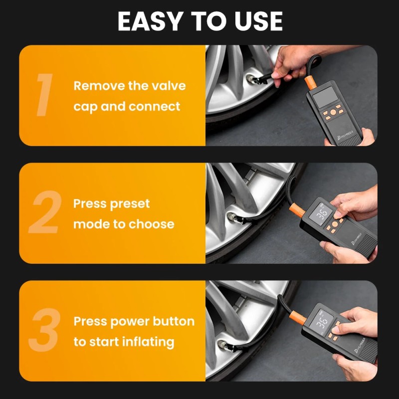 POPDEER PD-AP1 langaton kannettava rengaspumppu autolle 5000mAh 150PSI älykäs digitaalinen