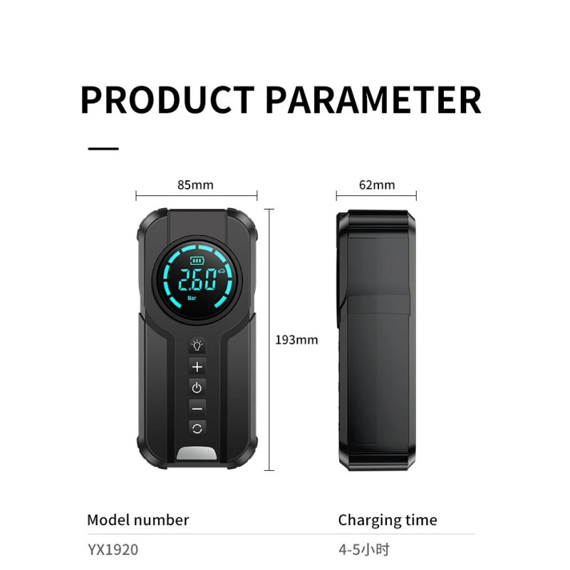 TUERBB nelitoiminen apukäynnistin ilmakompressori 16000mAh 1000A varavirtalaite