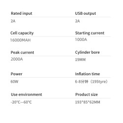 TUERBB nelitoiminen apukäynnistin ilmakompressori 16000mAh 1000A varavirtalaite