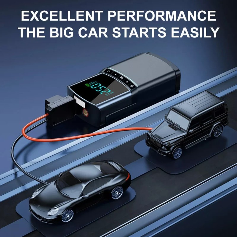 Kaksitoiminen auton apukäynnistin ja ilmakompressori monitoiminen renkaan täyttölaite tehopankki