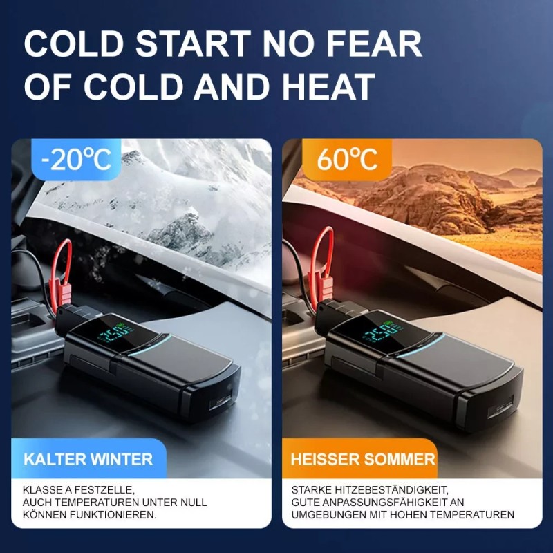 Kaksitoiminen auton apukäynnistin ja ilmakompressori monitoiminen renkaan täyttölaite tehopankki