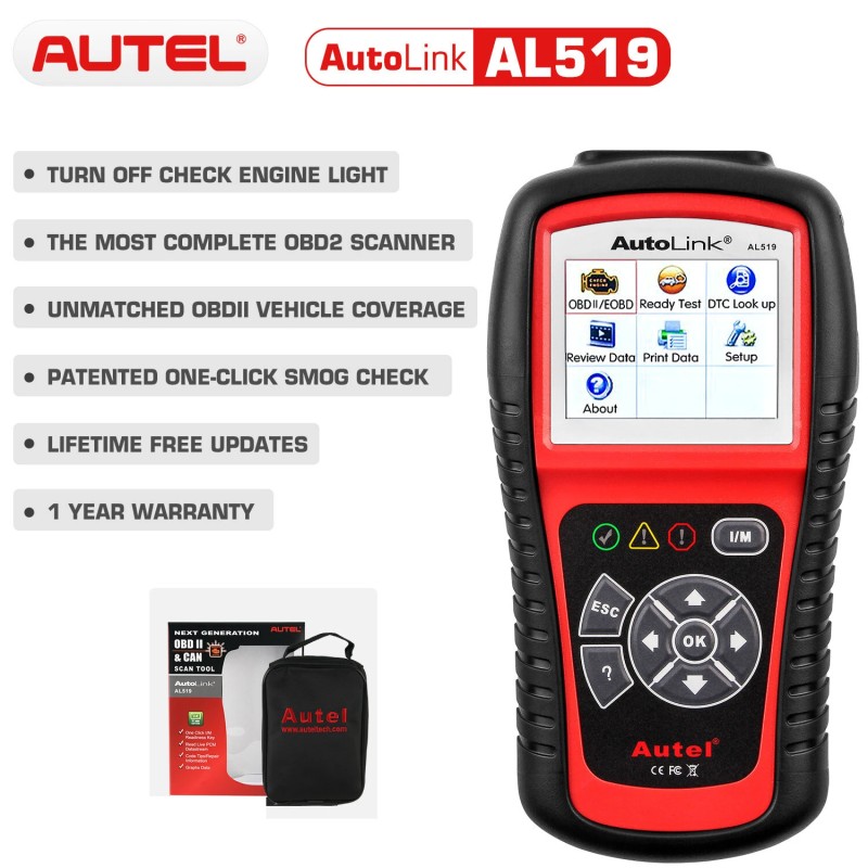 Autel AL519 OBD2 vianlukija auton diagnostiikkatyökalu koodinlukija päästöjen valmiustarkistus