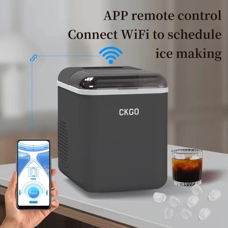 CKGO-i5 jääpalakone wifi-sovellusohjaus säädettävä jääkoko automaattinen puhdistus led-näyttö