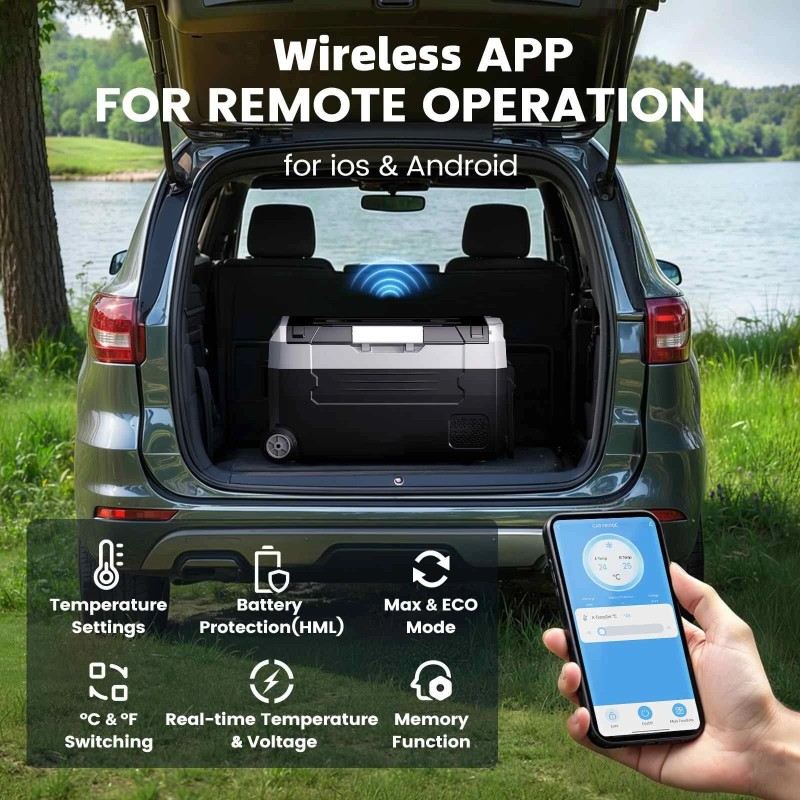 KROAK kaksivyöhykkeinen kompressorijääkaappi 35L 45L 55L 12V/24V kannettava