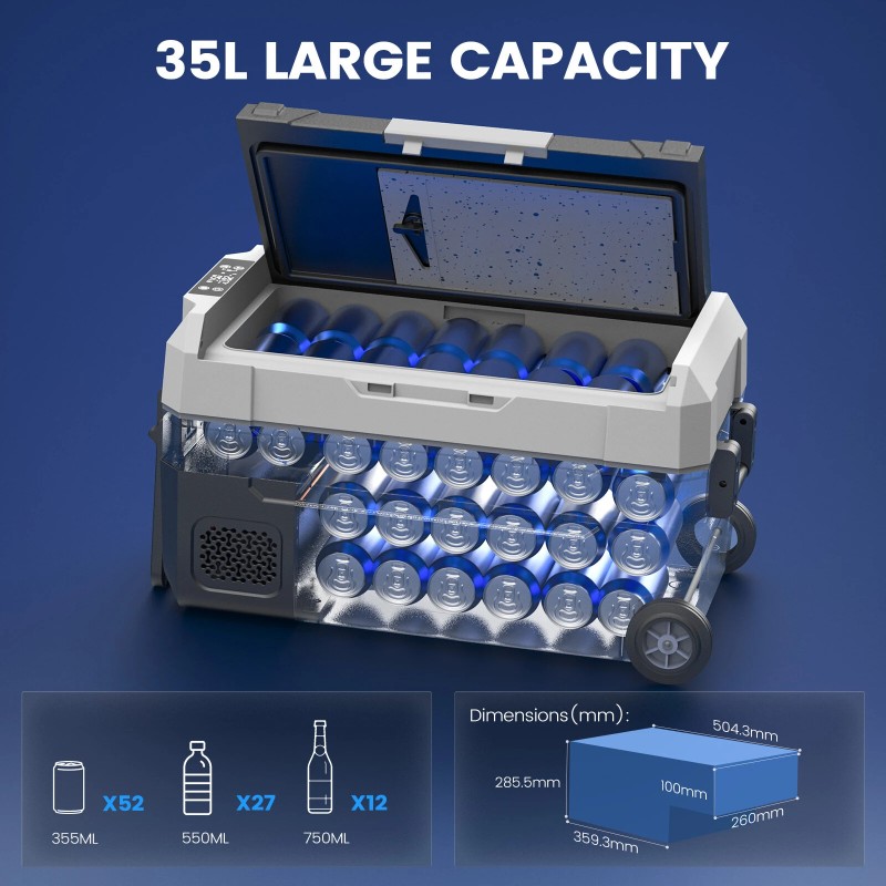 KROAK kaksivyöhykkeinen kompressorijääkaappi 35L 45L 55L 12V/24V kannettava