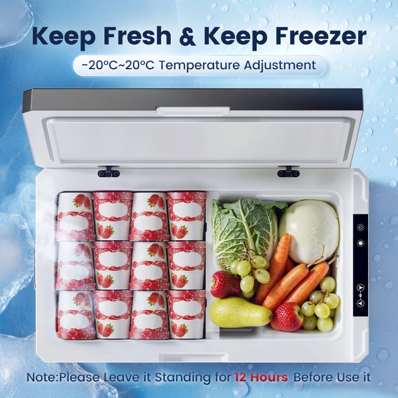 KROAK 30L/40L kannettava autojääkaappi ja pakastin 12V/24V verkkoadapterilla kaksivyöhykkeinen kompressorilla