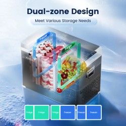 KROAK 30L/40L kannettava autojääkaappi ja pakastin 12V/24V verkkoadapterilla kaksivyöhykkeinen kompressorilla
