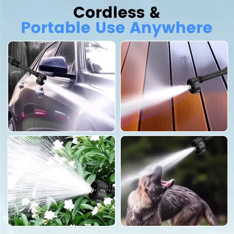 MUDIRO kannettava akkupainepesuri akulla 3500W 220bar harjaton moottori 6-toiminen suutin