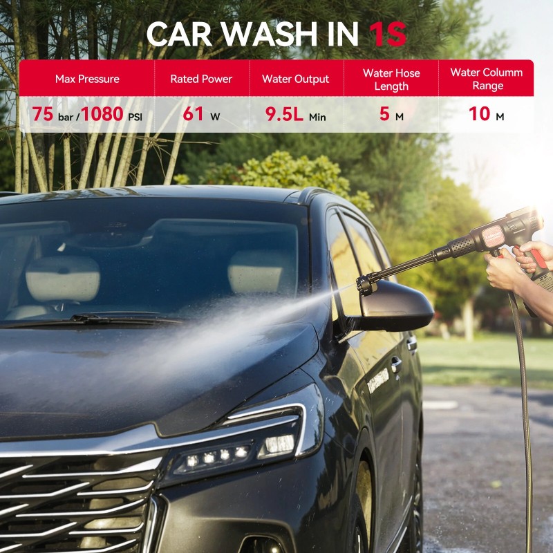 Andeman 3,0Ah harjaton akullinen painepesuri 4Gears monitoimi autonpesu vesipistooli