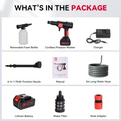 Andeman 3,0Ah harjaton akullinen painepesuri 4Gears monitoimi autonpesu vesipistooli