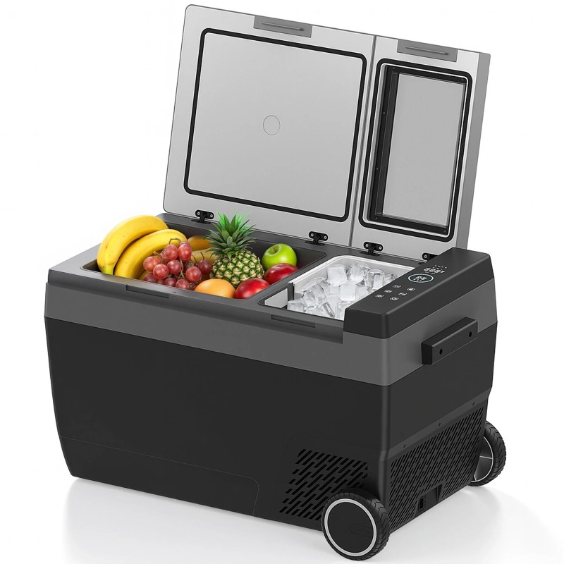 MUDIRO 45L kannettava autojääkaappi jäänvalmistajalla nopea jäähdytys LED valaistus energiatehokas