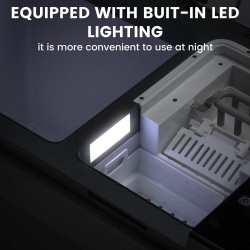 MUDIRO 45L kannettava autojääkaappi jäänvalmistajalla nopea jäähdytys LED-valaistus energiatehokas