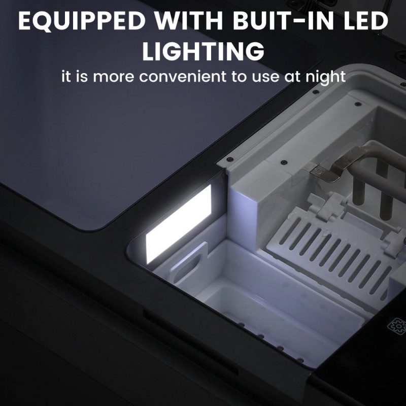 MUDIRO 45L kannettava autojääkaappi jäänvalmistajalla nopea jäähdytys LED-valaistus energiatehokas