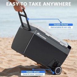 MUDIRO 45L kannettava autojääkaappi jäänvalmistajalla nopea jäähdytys LED-valaistus energiatehokas