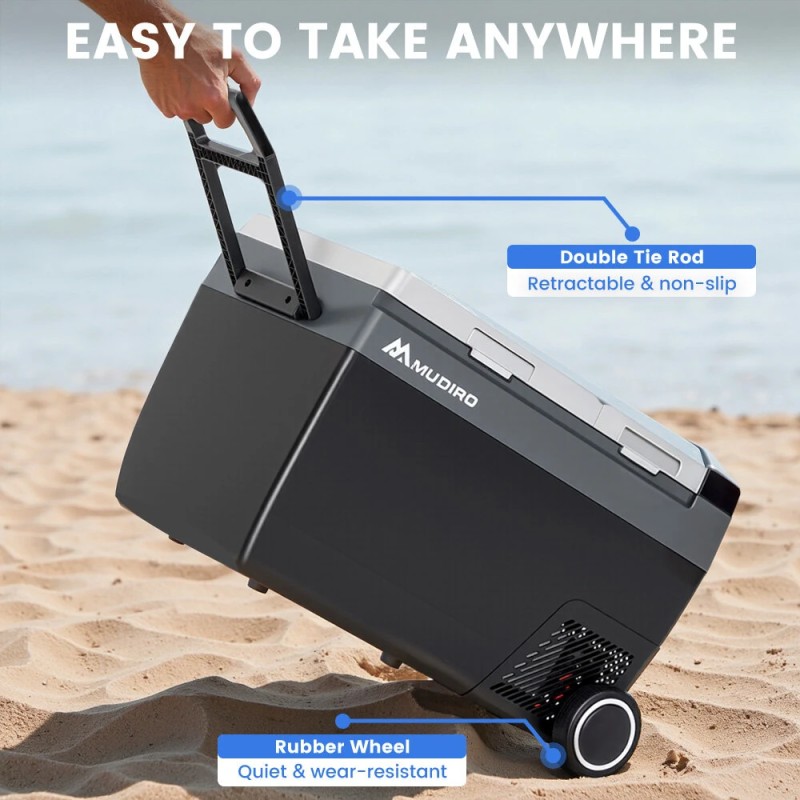 MUDIRO 45L kannettava autojääkaappi jäänvalmistajalla nopea jäähdytys LED-valaistus energiatehokas