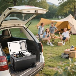 MUDIRO 45L kannettava autojääkaappi jäänvalmistajalla nopea jäähdytys LED-valaistus energiatehokas