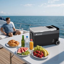 MUDIRO 45L kannettava autojääkaappi jäänvalmistajalla nopea jäähdytys LED-valaistus energiatehokas