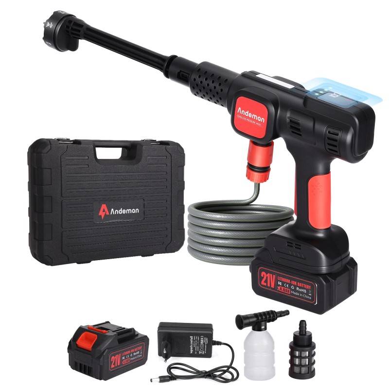 Andeman akkukäyttöinen kannettava painepesuri kuusitoiminen monisuutin viiden metrin letku autolle