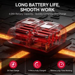 Andeman langaton painepesuri 75 bar harjaton moottori 4 paineasetusta lcd-näyttö 2x4,0Ah akku