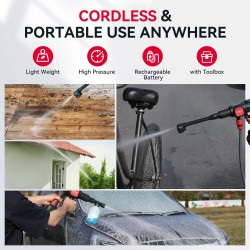 Andeman langaton painepesuri 75 bar harjaton moottori 4 paineasetusta lcd-näyttö 2x4,0Ah akku