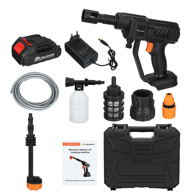 Langaton korkeapainepesuri 52 barin 400 W autonpesuri 6-toiminen suutin EW-S02 21 V 12000 mAh akku