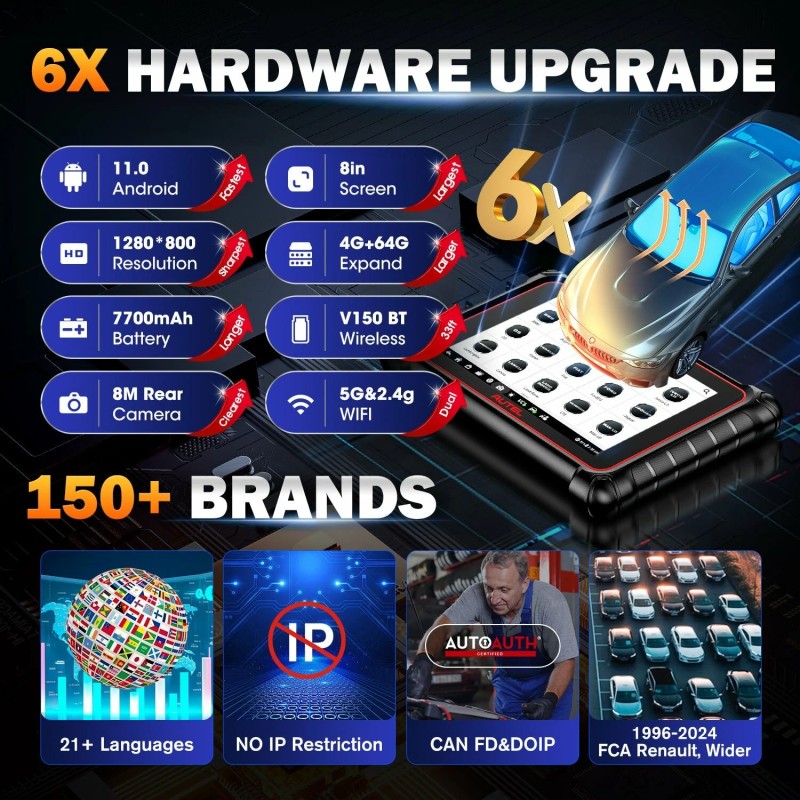 Autel MaxiCOM MK900BT auton diagnostiikkatyökalu 8-tuumainen näyttö bluetooth-yhteys kaksisuuntainen ohjaus yli 40 huoltoa