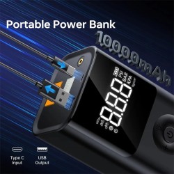 Kannettava auton käynnistin ja ilmakompressori varavirtalähde 12 V tukee 8,0 l bensiiniä renkaiden täyttö taskulamppu