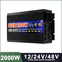 SMARAAD 2000W puhdas siniaaltoinvertteri 12V/24V/48V 220V kevyt kannettava
