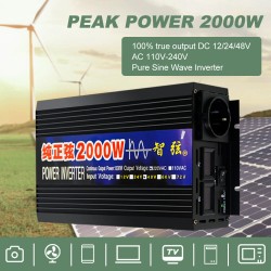 SMARAAD 2000W puhdas siniaaltoinvertteri 12V/24V/48V 220V kevyt kannettava