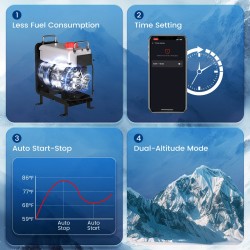 HCALORY HBS2 diesel-lämmitin 3,5 l 8 kW automaattikäynnistys Bluetooth-etäohjaus rekkaan asuntovaunuun