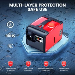 KROAK K-H dieselilmalämmitin 5–8 kW 12/24V termostaatti ja adapteri pakettiautoihin