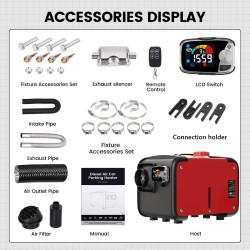 KROAK K-H dieselilmalämmitin 5–8 kW 12/24V termostaatti ja adapteri pakettiautoihin
