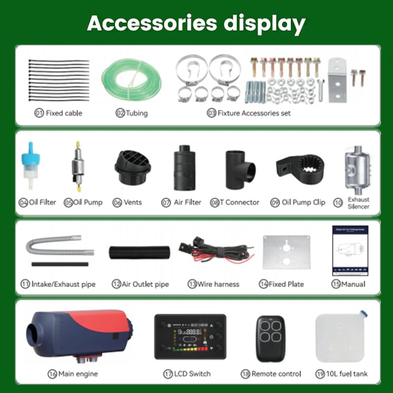 HCALORY HBU1S 8KW diesellämmitin 10L nopea lämmitys Bluetooth-ohjaus ajastin korkeusasetukset