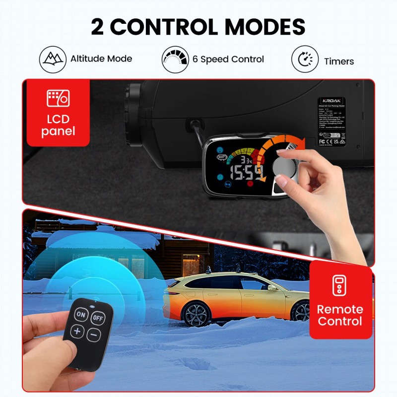 KROAK K-U5 diesel-ilmalämmitin 8 kW 12V/24V termostaatti adapteri pakettiautoihin kuorma-autoihin matkailuautoihin