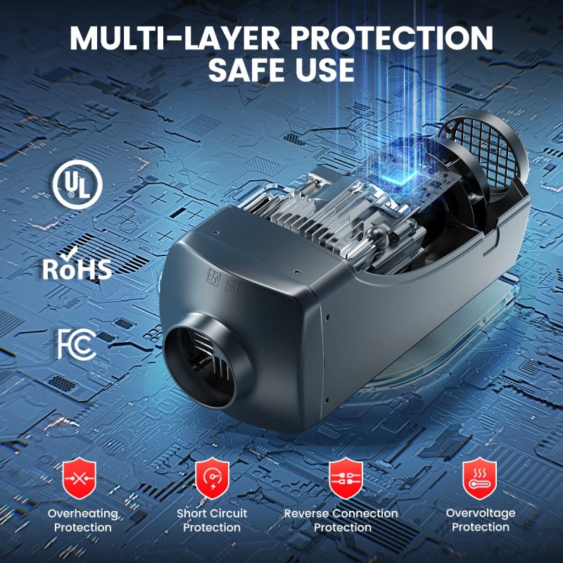 KROAK K-U5 diesel-ilmalämmitin 8 kW 12V/24V termostaatti adapteri pakettiautoihin kuorma-autoihin matkailuautoihin