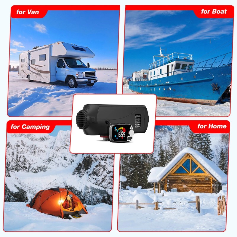 KROAK K-U5 diesel-ilmalämmitin 8 kW 12V/24V termostaatti adapteri pakettiautoihin kuorma-autoihin matkailuautoihin