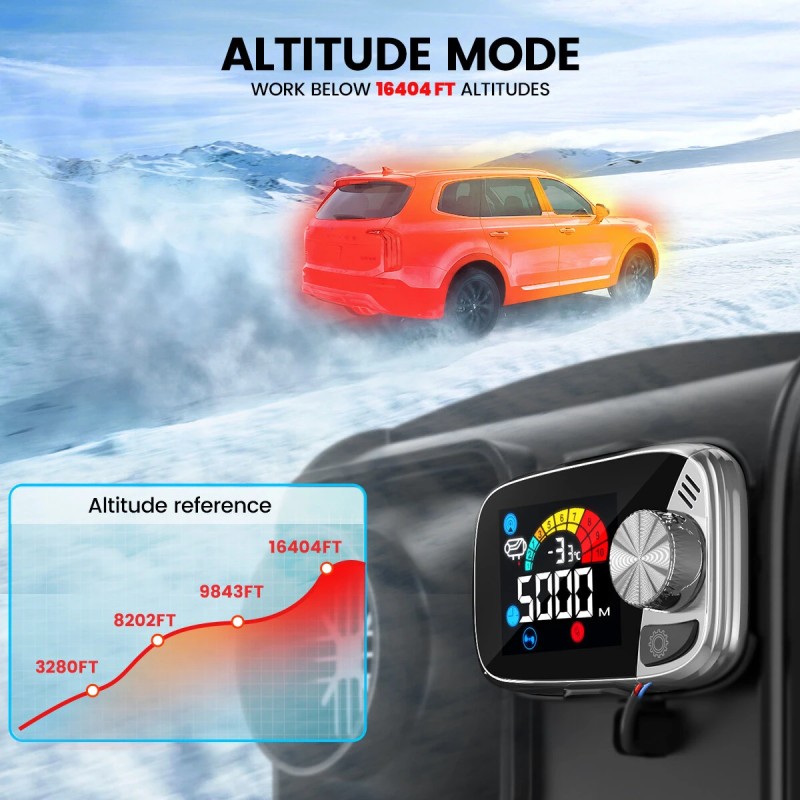 KROAK K-S diesel-ilmanlämmitin 12V/24V 5–8kW termostaatilla ja sovittimella