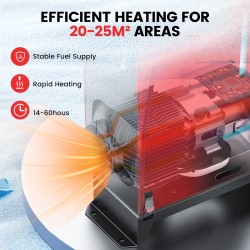 KROAK K-S diesel-ilmanlämmitin 12V/24V 5–8kW termostaatilla ja sovittimella
