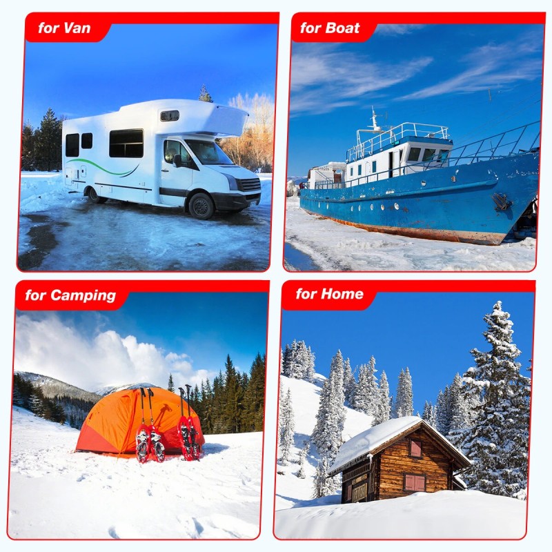 KROAK K-S diesel-ilmanlämmitin 12V/24V 5–8kW termostaatilla ja sovittimella