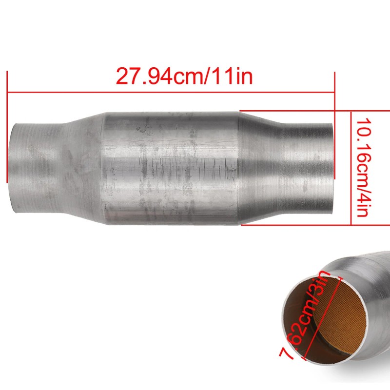 Kolmen tuuman tulo- ja ulostuloaukoinen Caberre yleismallinen korkeavirtainen katalysaattori ruostumatonta terästä