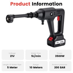 POPDEER PD-W01 langaton autonpesukone 4,0 Ah 200 bar 3500 W kuusitoiminen monitoimisuutin