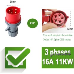 Tyypin 2 sähköauton laturi 11 kW kolmivaiheinen säädettävä 6–16A ajastimella CEE5EE1634Y CEE5EE16310Y