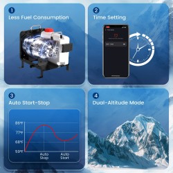 HCALORY HBH2 5L 8KW diesel-lämmitin automaattikäynnistys bluetooth kaukosäädin matkailuautoihin veneisiin