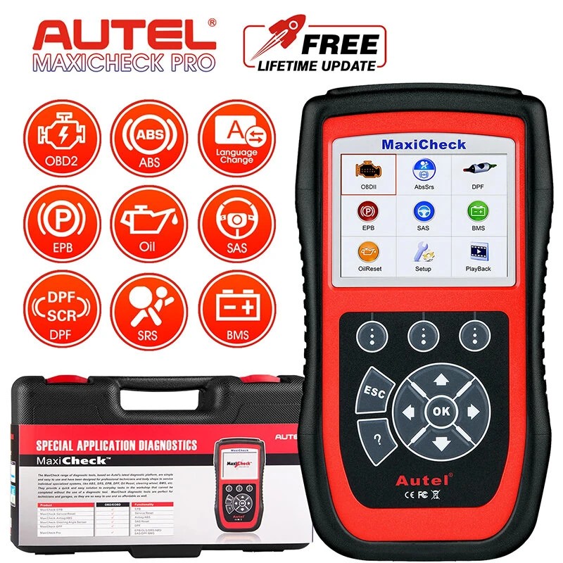 Autel Maxicheck Pro OBD2 skanneri auton diagnostiikka ja huoltotyökalu ABS SRS EPB DPF tukee 12 kieltä