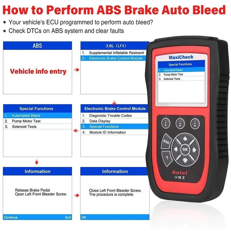 Autel Maxicheck Pro OBD2-skanneri auton diagnostiikka- ja huoltotyökalu ABS SRS EPB DPF tukee 12 kieltä